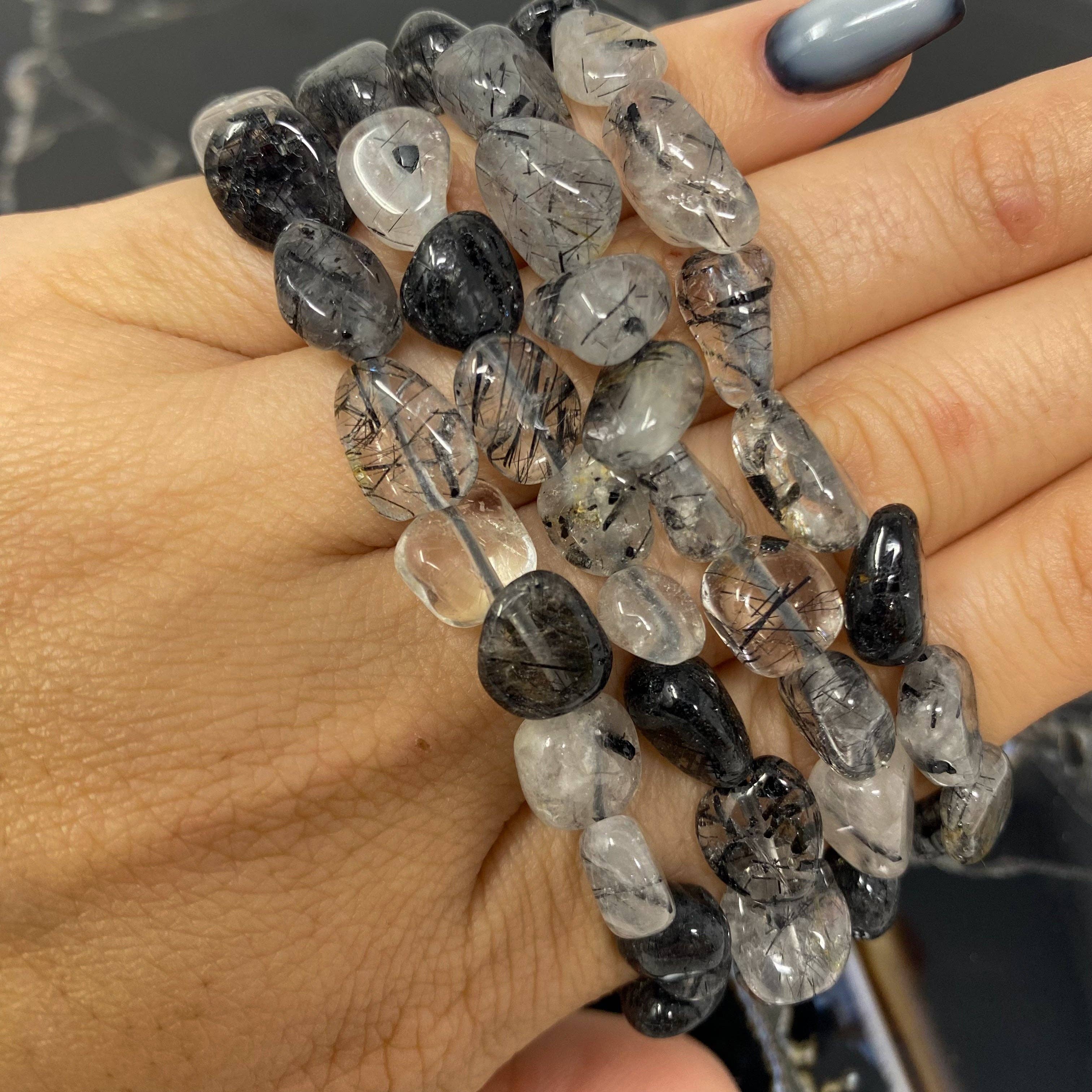 Freeform Black Tourmaline & Quartz  Bracelet