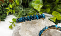Blue Apatite Bangle/Cuff Wire Wrapped-18kt. Gold Overlay