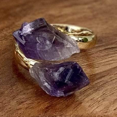 Crystal Quartz Double Point Ring Silver/Gold Electroplated