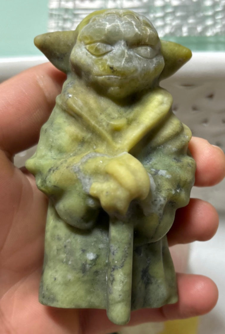 3 inch Serpentine Yoda figurine