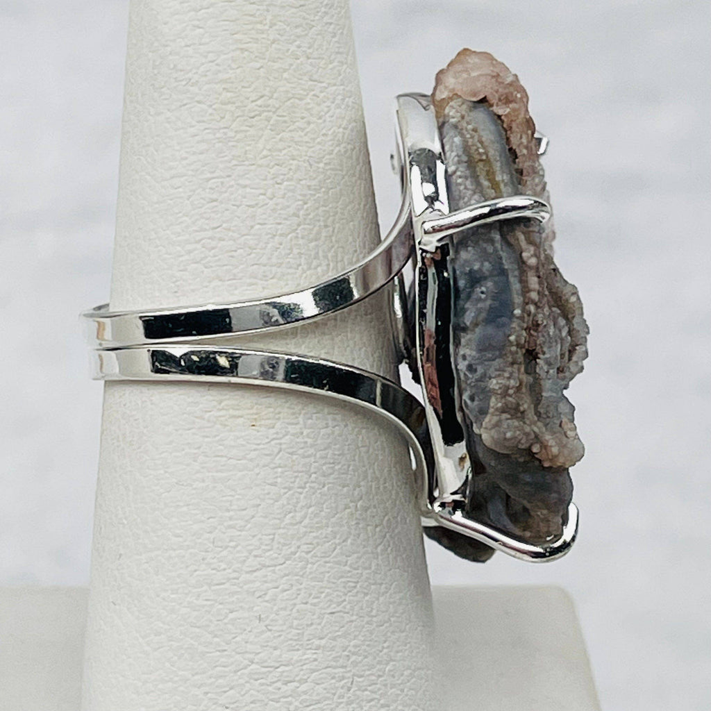 Chalcedony Galaxy Druzy Adjustable Crystal Ring - Silver or Gold