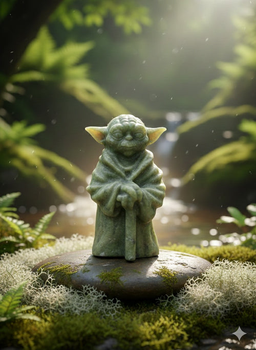 3 inch Serpentine Yoda figurine