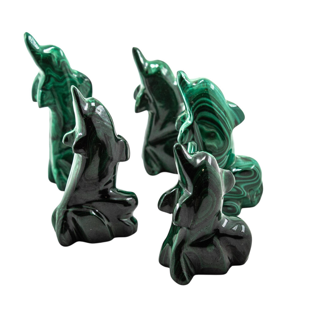 Malachite Dolphin Figurine Carvings