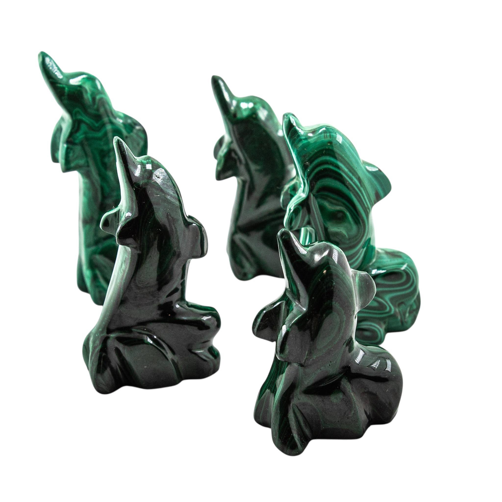 Malachite Dolphin Figurine Carvings