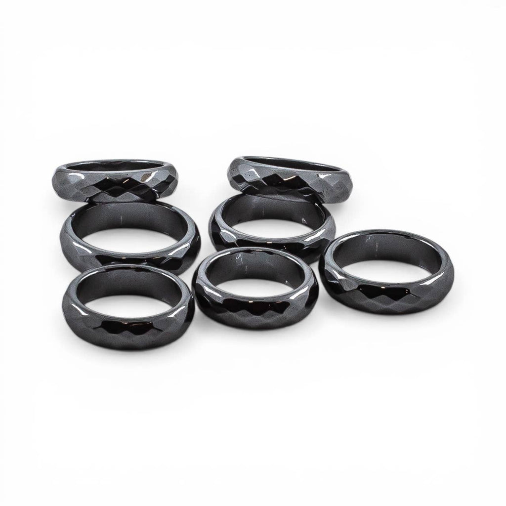 Hematite Faceted Band Ring Assorted Sizes