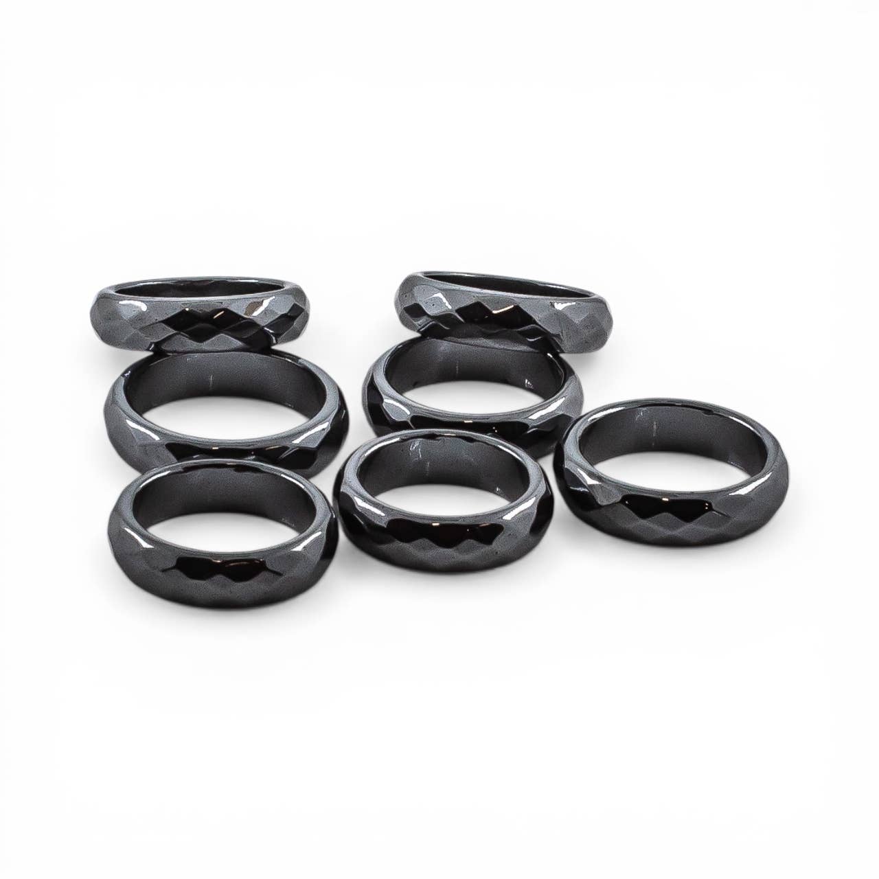 Hematite Faceted Band Ring Assorted Sizes