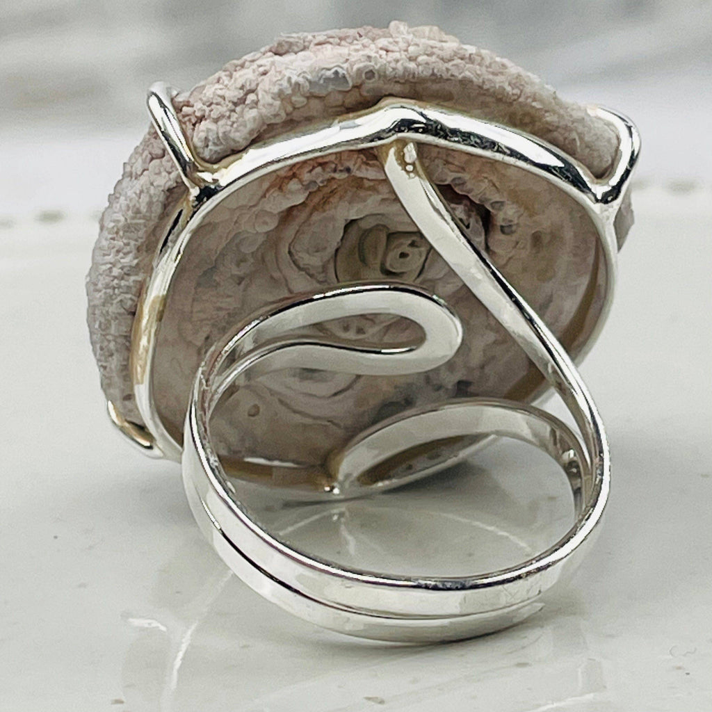 Chalcedony Galaxy Druzy Adjustable Crystal Ring - Silver or Gold