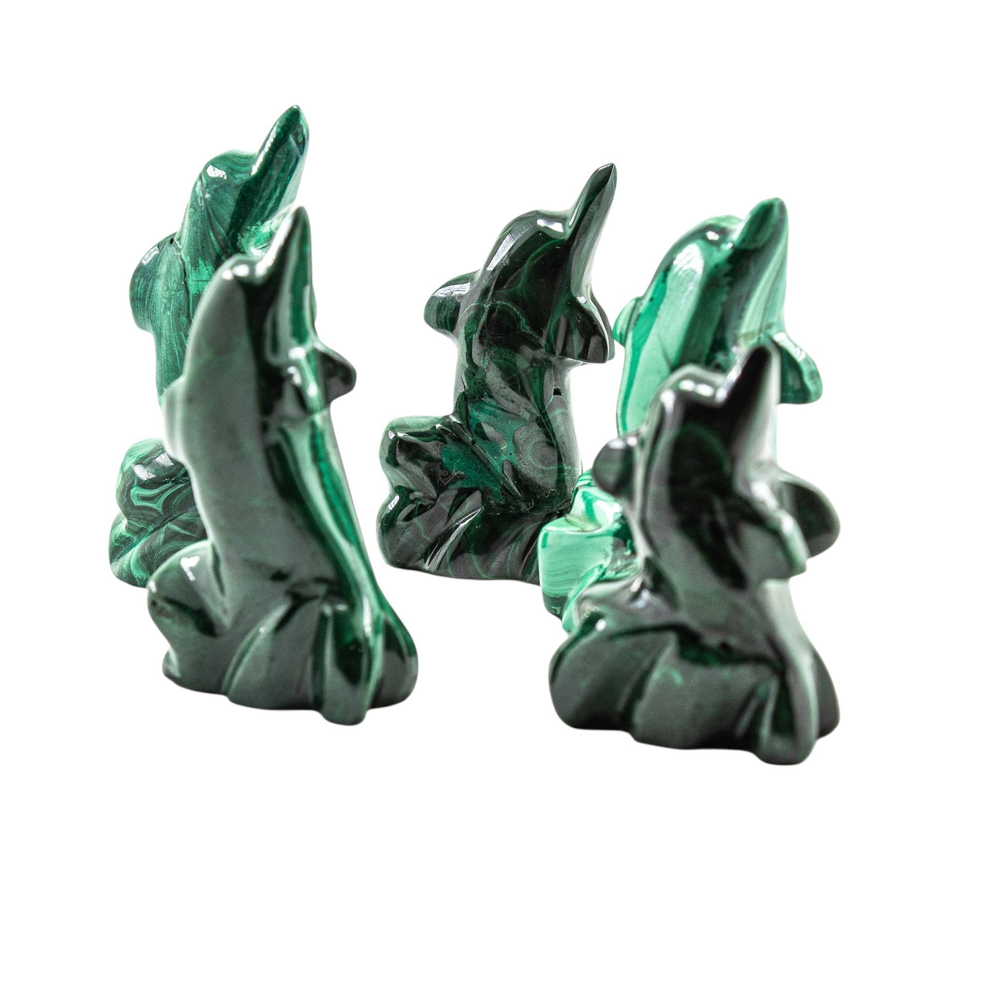 Malachite Dolphin Figurine Carvings