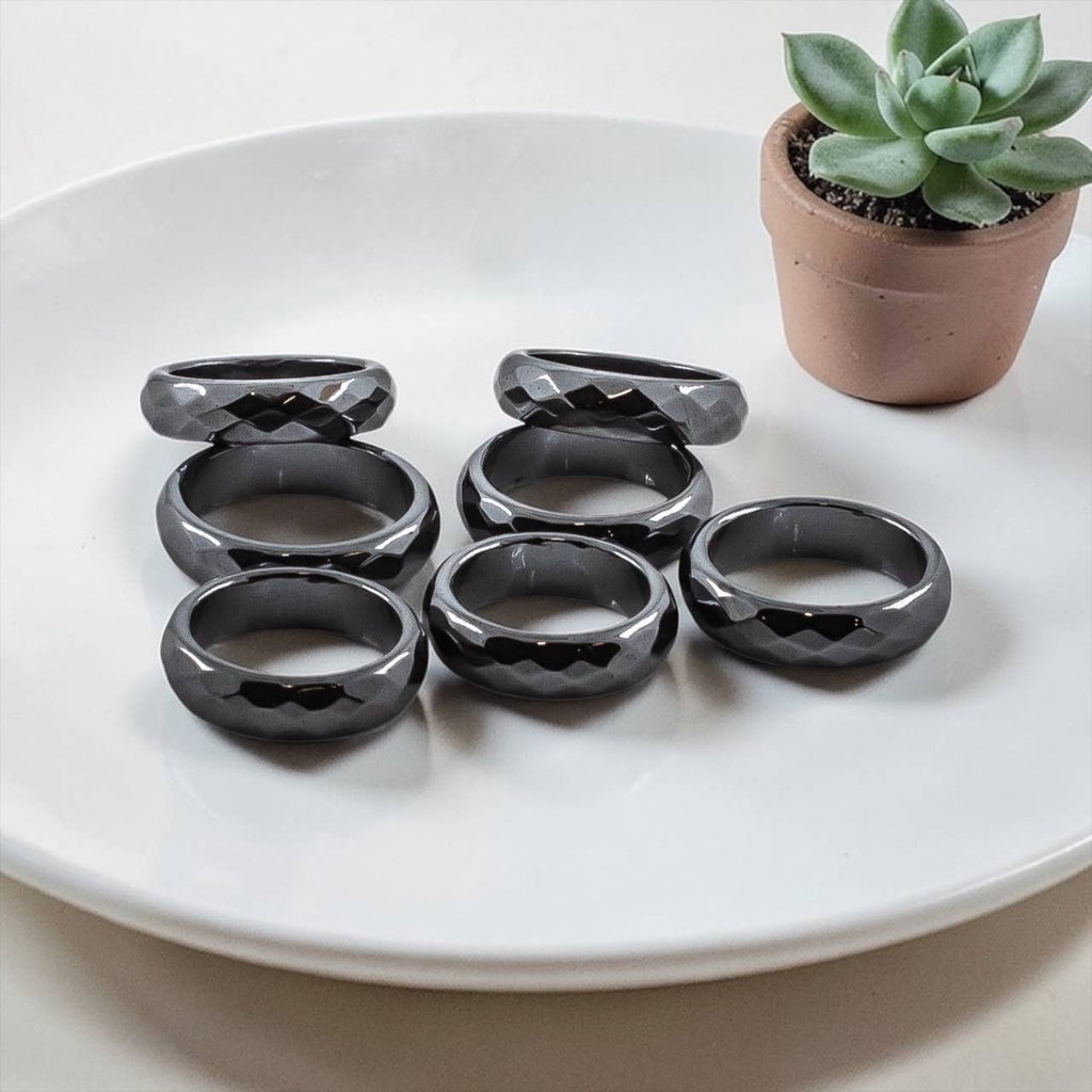 Hematite Faceted Band Ring Assorted Sizes
