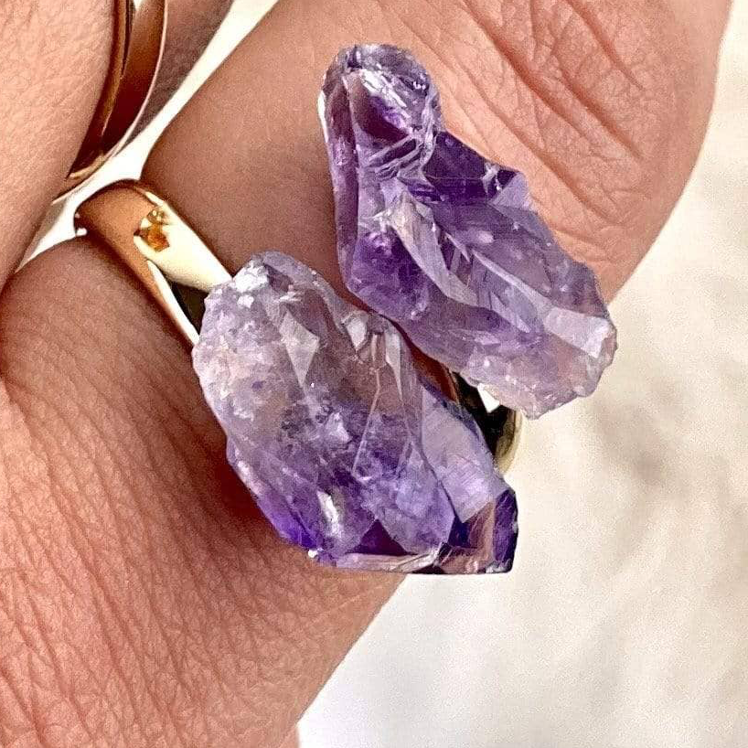 Crystal Quartz Double Point Ring Silver/Gold Electroplated