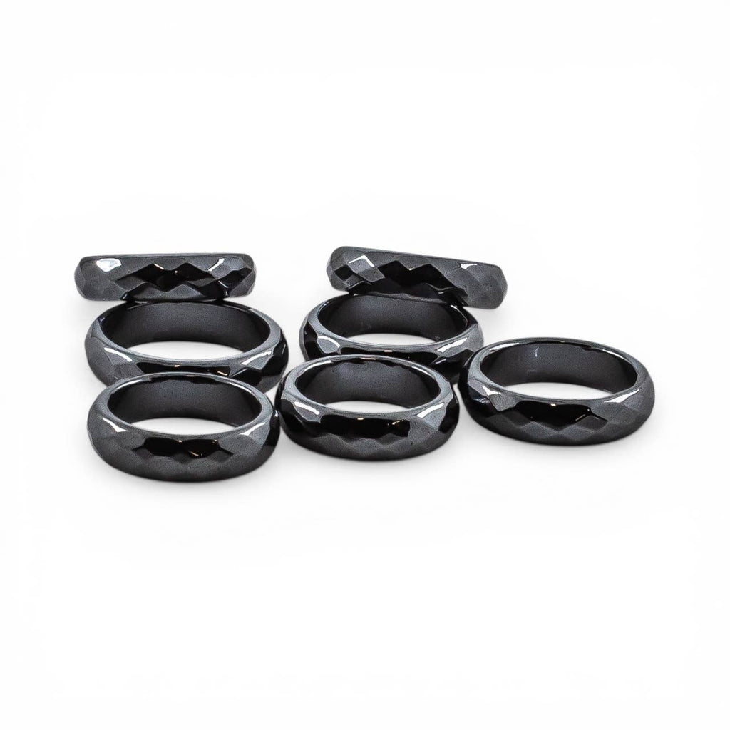 Hematite Faceted Band Ring Assorted Sizes